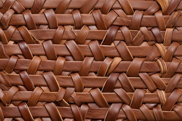 Fototapeta premium Close up of woven natural brown rattan or wicker texture background