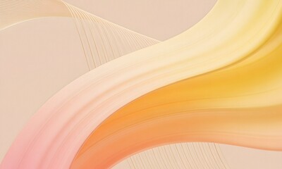 Abstract Flowing Shape with Golden Lines and Warm Gradient Colors