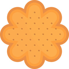 Crispy Baked Round Biscuit With Serrated Edges And Perforated Surface A Delicious Golden Brown Sweet Snack Isolated On White Background