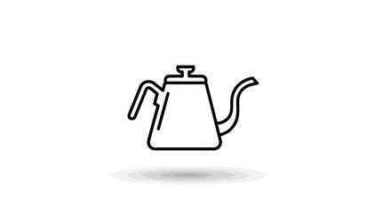 Obraz premium Minimalist black line icon of a gooseneck kettle for pour-over coffee brewing on a white background.