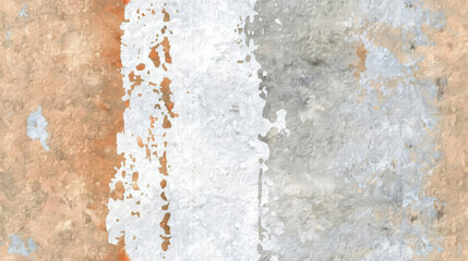 Textured abstract wall with peeling paint in orange, white, and gray tones