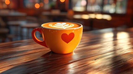 Close-up of coffee cup with latte art, radiating warmth through intricate design.