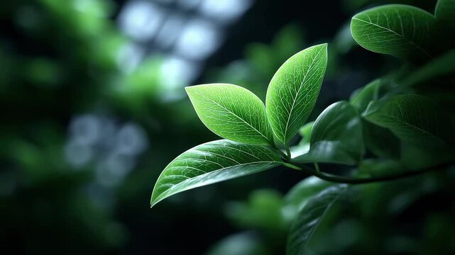Fresh Green Leaves Veins Showing Vitality Under Sunlight