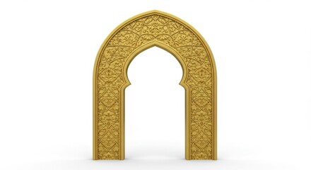 Golden ornate archway with intricate floral carvings, evoking traditional middle eastern design.