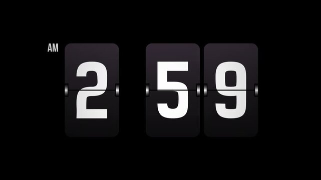 Flip Clock Timer Animation 3 00 AM Dark Background