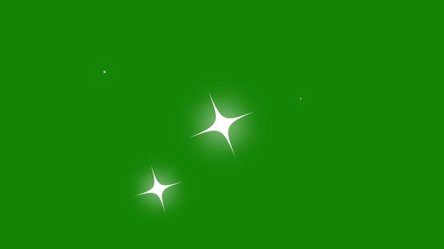Twinkle star glitter sparkle, Twinkling cartoon stars and glitter FX, flat smoke bursts, comic manga flashes, and sparkle pop-up animations explosion video on green screen background. 4k video