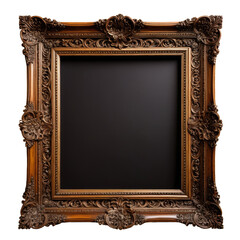 Ornate wooden frame with intricate carvings and dark center display