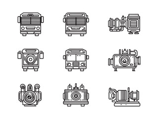 Bus Engine Line Art Mechanical Power Design