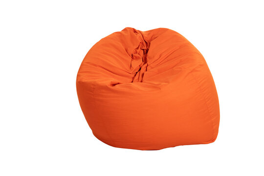 Bright orange bean bag chair with a soft, durable fabric cover, designed for comfort and relaxation. Perfect for home, office, gaming room, or lounge areas, isolated on white background