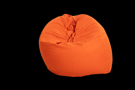 Bright orange bean bag chair with a soft, durable fabric cover, designed for comfort and relaxation. Perfect for home, office, gaming room, or lounge areas, isolated on black background