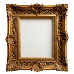Ornate, golden frame with intricate details surrounding a blank canvas