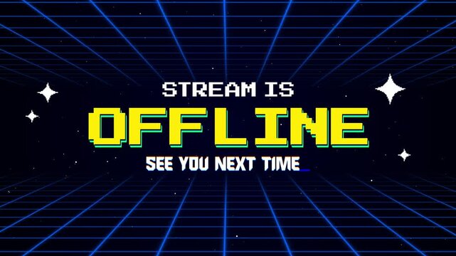 Stream is Offline Pixel Art with Grid Background For Offline Stream, Seamless Looping Animation