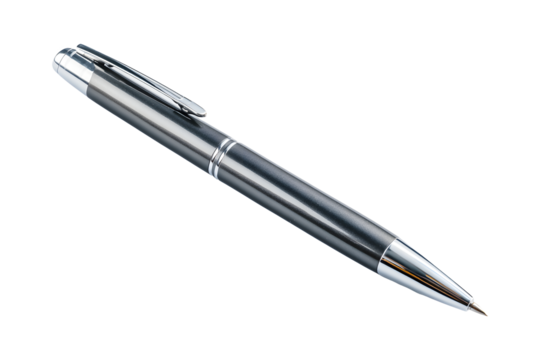 Ballpoint pen black isolated on cutout PNG or transparent background. Choice of handles office. Colored pens. Ink pens for writing. School supplies and stationery. Realistic template pattern.