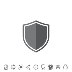 Simple Gray Shield Icon with White Outline and Border