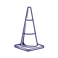Vintage illustration of a single road safety cone outline in a minimalistic style