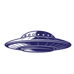 Vintage vector illustration of a classic flying saucer spacecraft isolated on white background