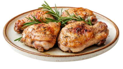 Fresh raw boneless chicken thighs with tender texture and pink meat pieces prepared for cooking and grilling isolated on white background