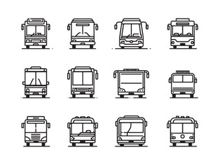 Bus Parking Line Art Minimalist Vector Illustration