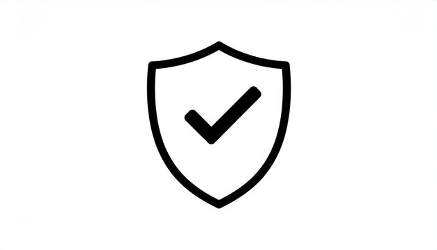 Simple black shield icon with checkmark symbolizing security and approval.