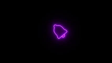 Neon line Social media bell notification icon animation. Neon bell icon on black background. - Powered by Adobe