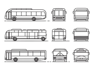 Bus Side View Line Art Minimal Style