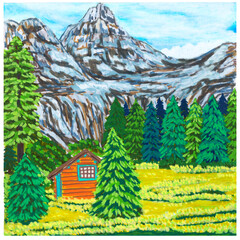 winter landscape with trees and mountains