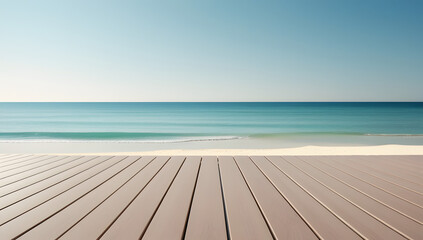 wooden pier stretching over the calm sea under a bright summer sky