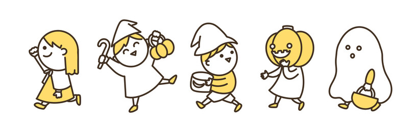 ハロウィンの子どもの行列　カラー