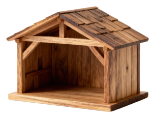 Wooden Nativity Stable: Rustic and Simple Christmas Scene