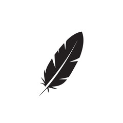 Stylized Black Feather Silhouette with Sharp Barbs and Quill