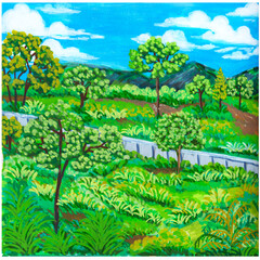 landscape with trees and hills