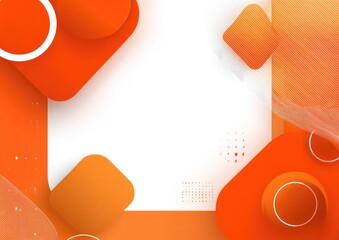Abstract, geometric background with orange shapes, white space, and soft gradients