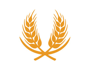 Wheat ears symbol, grain logo set against a white backdrop

