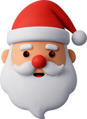 3D Cartoon Santa Claus Head Icon