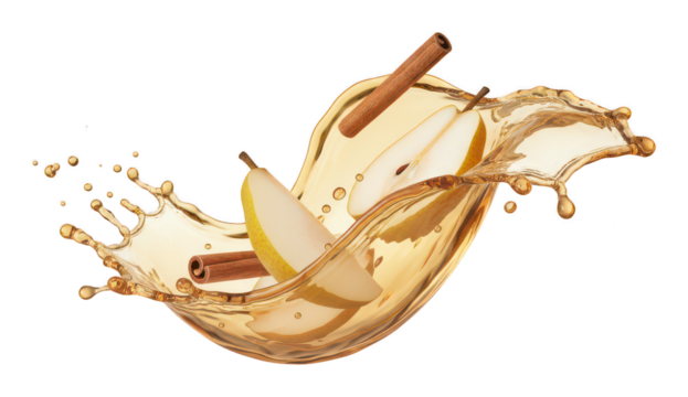 Pear Cinnamon Splash: Autumn Flavors in a Dynamic Liquid Explosion