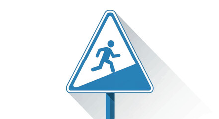Warning Running Man on Slope - Illustration of a Hazard Sign for Road Safety and Traffic Awareness