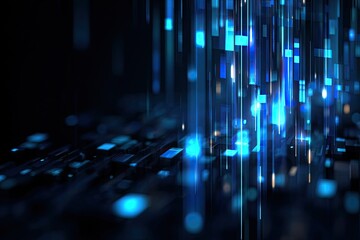 Digital abstract with vertical and horizontal glowing geometric shapes