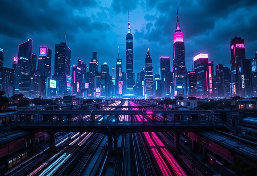 Racing city at night