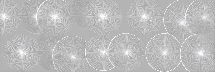 Abstract graphic with radial lines and semi-circles on a grey background