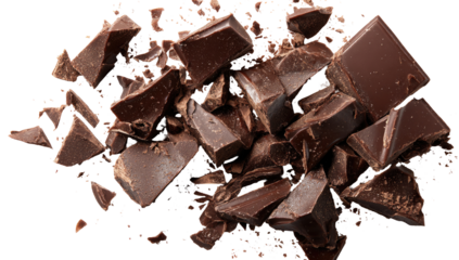 Broken dark chocolate pieces