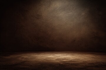 A textured, dimly lit studio space with a gradient of browns. Light illuminates center