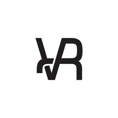 letter vr simple linked overlapping linear logo vector