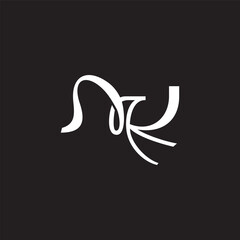 letter nk loop overlapping ribbon simple logo vector