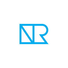 letter nr simple geometric lines blue logo vector