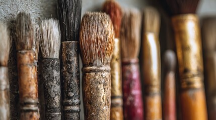 Discover the artistry within a collection of vintage paintbrushes, each telling a story of creative expression and dedicated craftsmanship