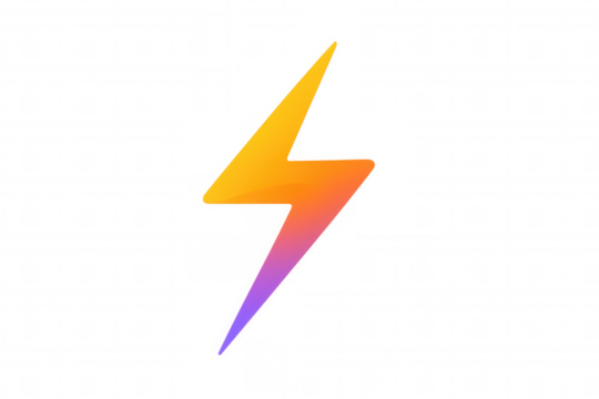 Gradient lightning bolt symbol. Representing power, energy, electricity, and speed. Transparent background