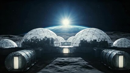 Stunning visualization of a future lunar base colony domes and modules concept - Powered by Adobe
