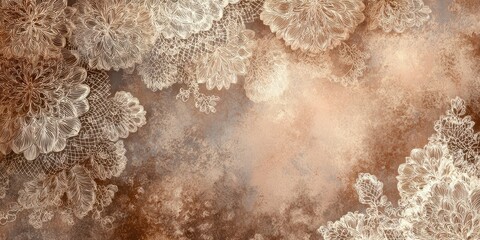A detailed digital art piece featuring lace-like floral elements and an ethereal, textured background