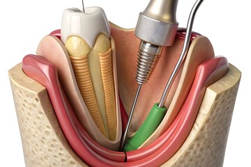 Endodontic root canal treatment process. Medically accurate tooth 3D illustration.