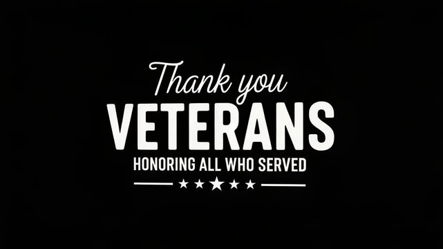 Thank you veterans honoring all who served text on black background - Powered by Adobe